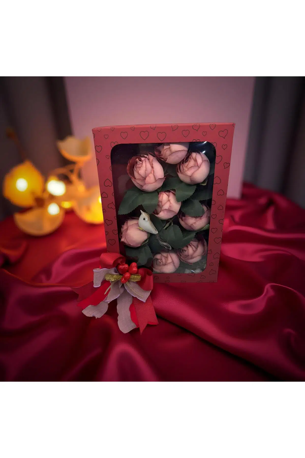 Sevgililer Günü Özel Tasarım Pembe Gül Aranjmanlı Hediye Kutusu